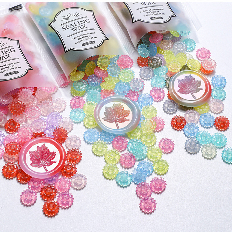 Wax Seal Stamp Set - 100 Buah Manik-manik Lilin Penyegel Bunga